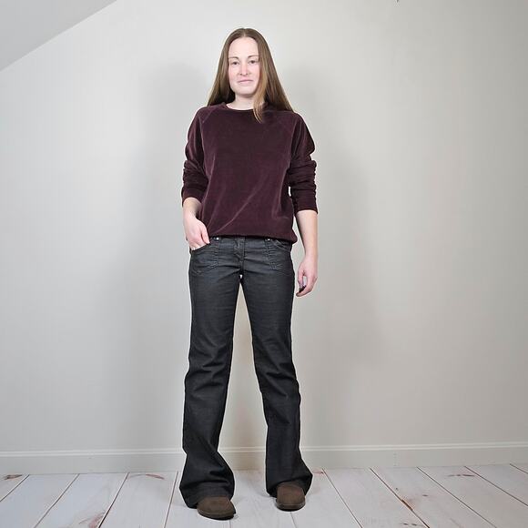 Calvin Klein Tops - Vintage Y2K CK Velour Longsleeve Shirt Maroon Large